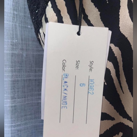 Jovani Black & Cream Zebra-Print Maxi Dress with Sparkle Bodice - Picture 5 of 6